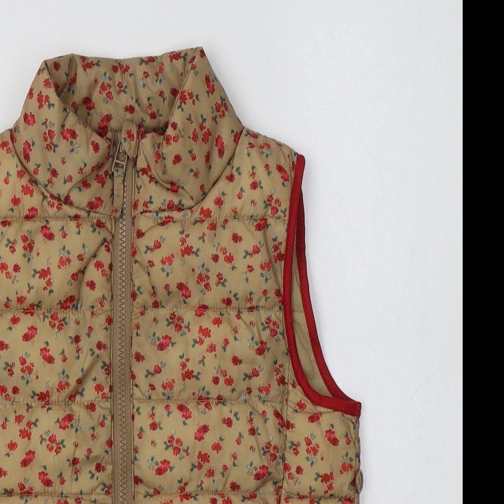 NEXT Girls Beige Floral  Gilet Waistcoat Size 7 Years