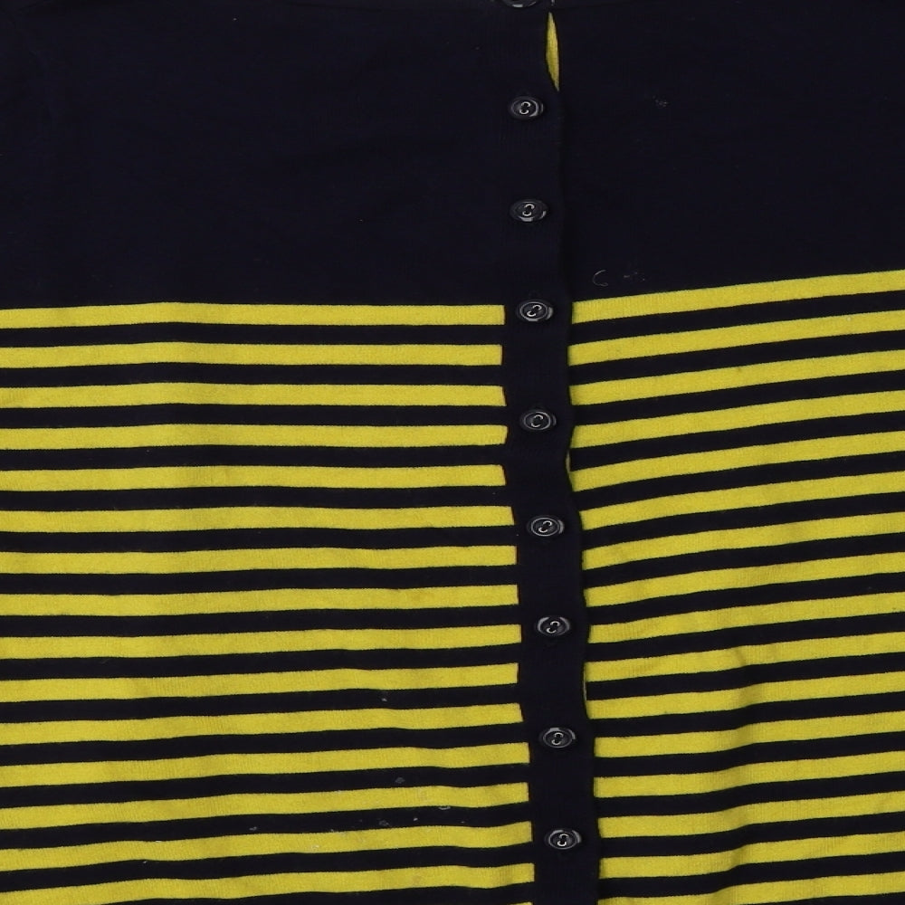 Boden Womens Yellow Round Neck Striped Cotton Pullover Jumper Size S