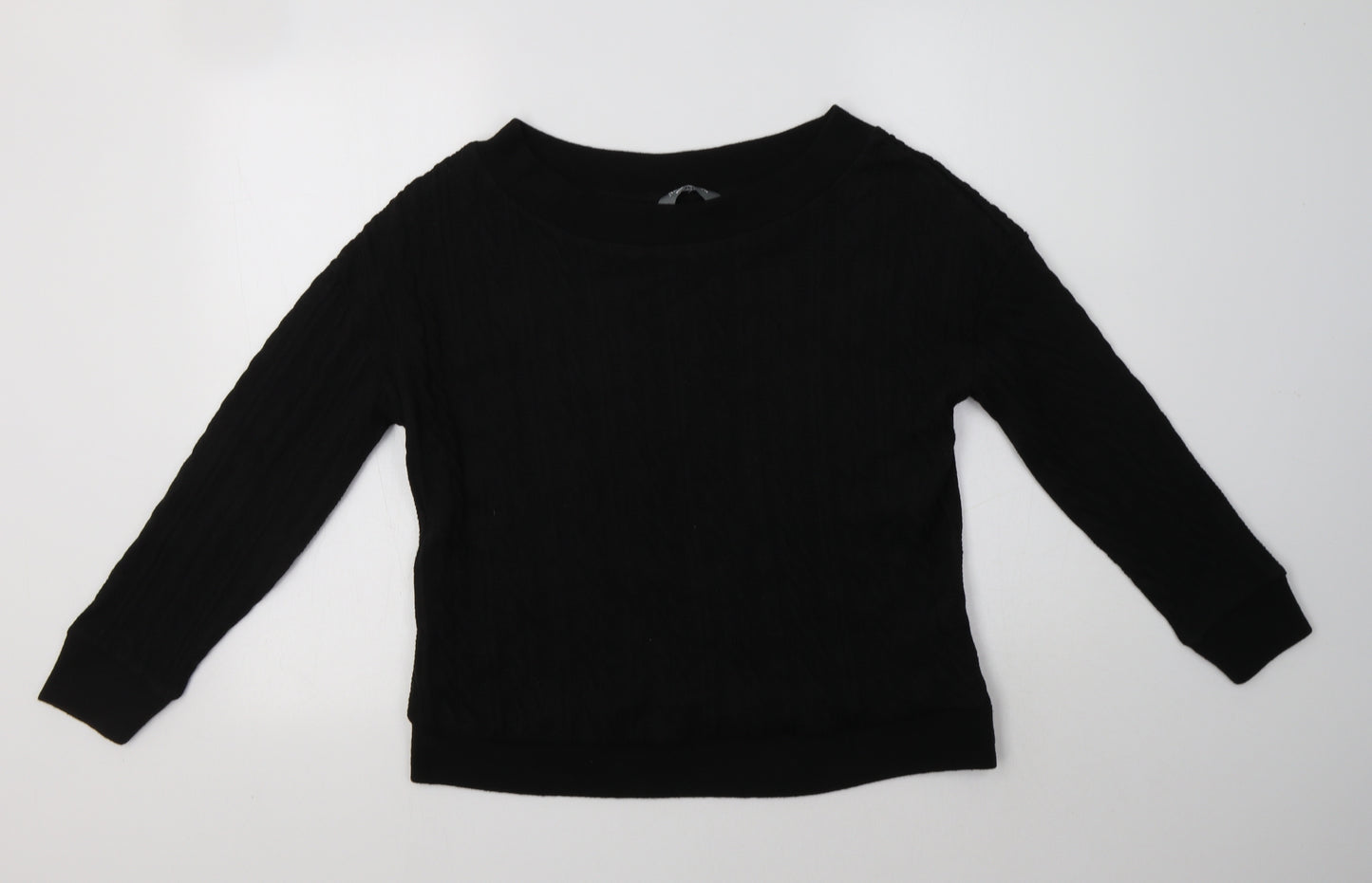 Nutmeg Womens Black Boat Neck  Polyester Pullover Jumper Size 14