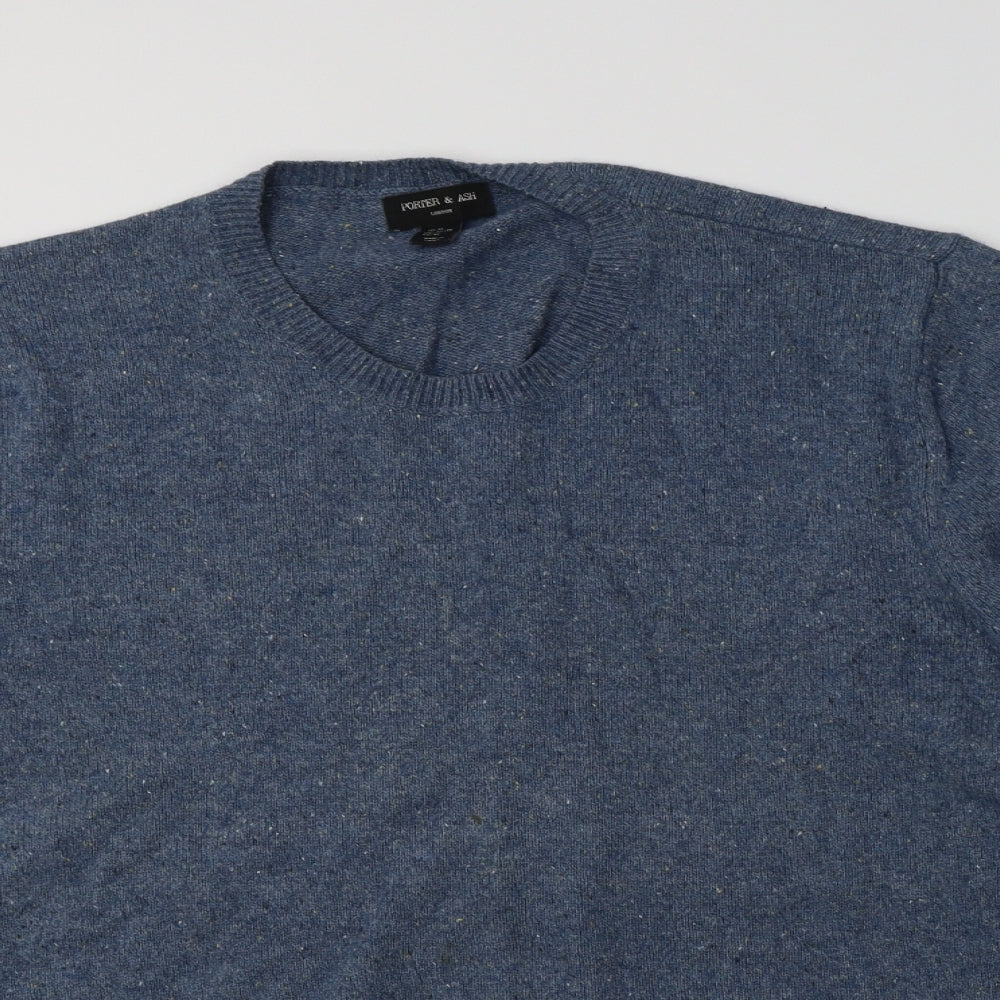 Porter & Ash Mens Blue Crew Neck  Cotton Pullover Jumper Size XL
