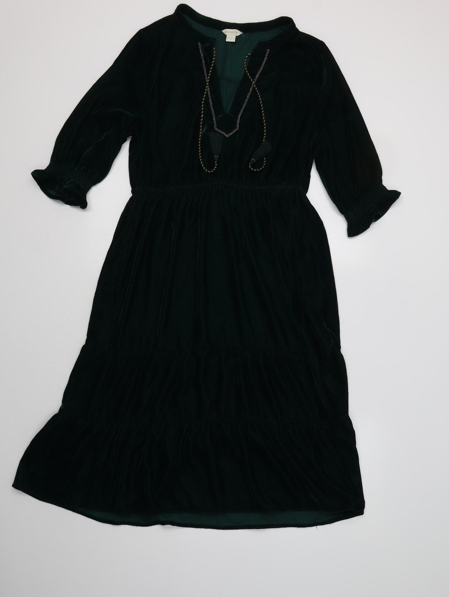 Monsoon Womens Green  Polyester Fit & Flare  Size 12  V-Neck
