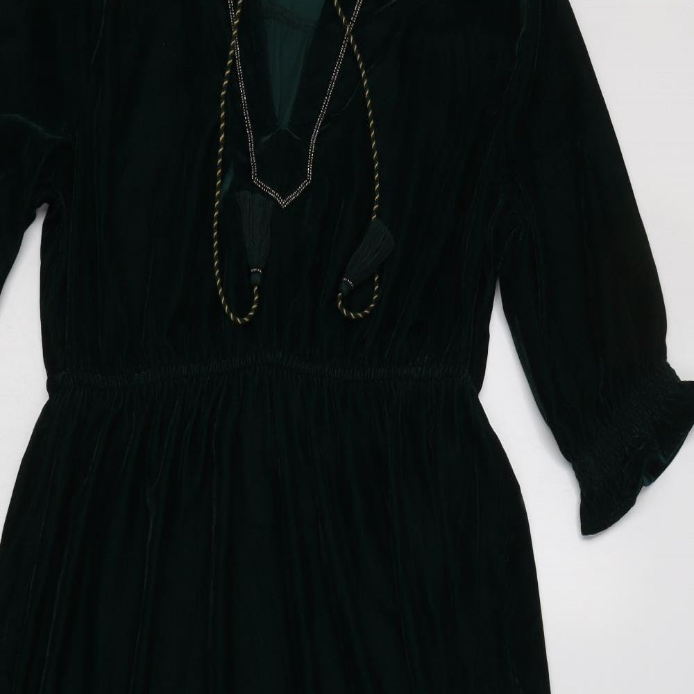 Monsoon Womens Green  Polyester Fit & Flare  Size 12  V-Neck