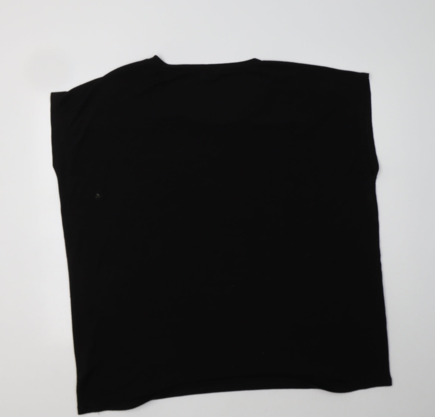 Blue Vanilla Womens Black Geometric Polyester Tunic Blouse Size 20 Crew Neck