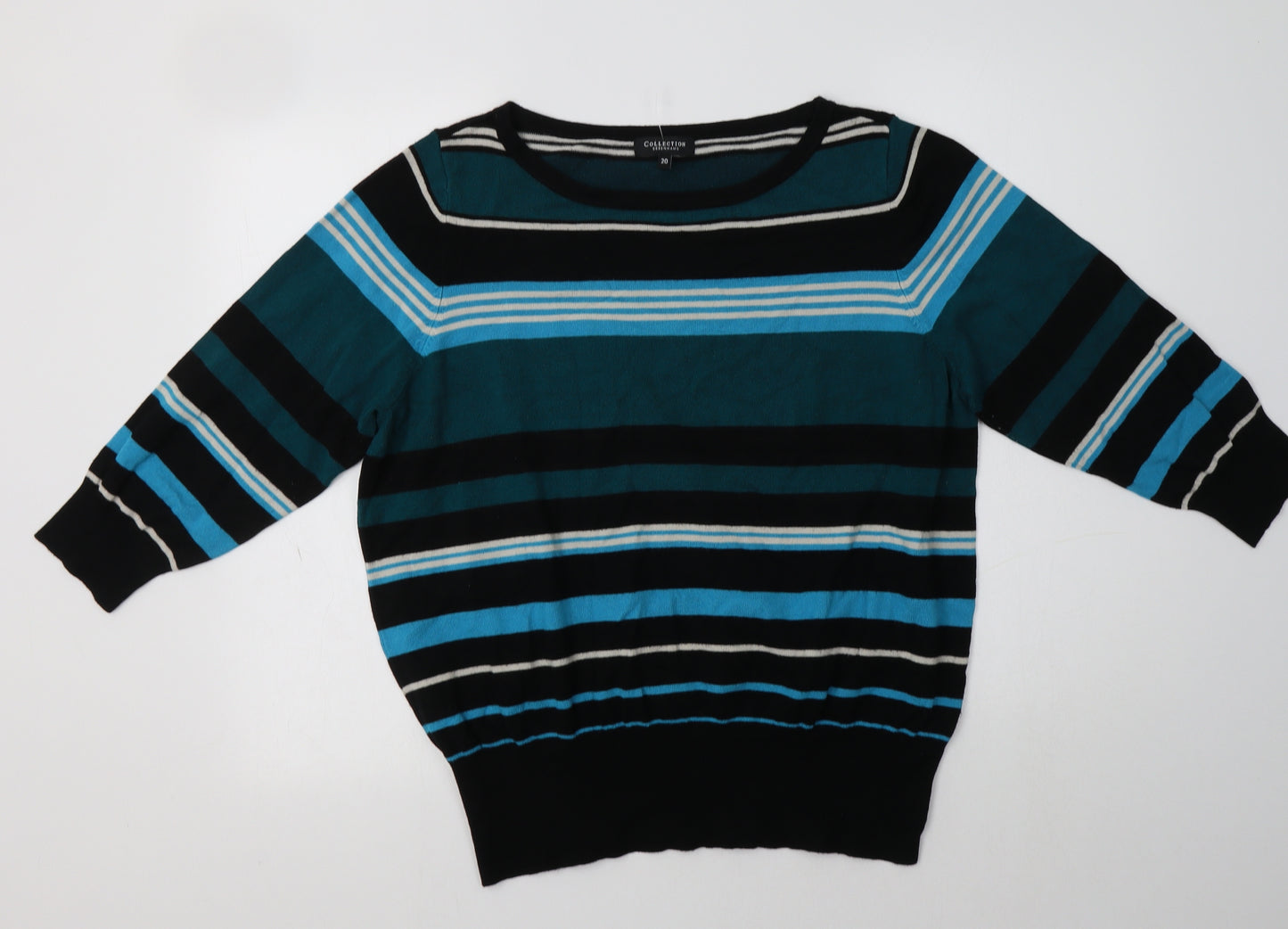 Debenhams Womens Multicoloured Boat Neck Striped Viscose Pullover Jumper Size 20