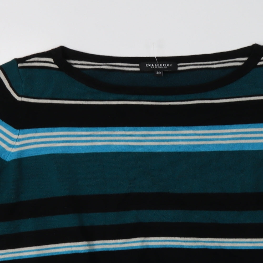 Debenhams Womens Multicoloured Boat Neck Striped Viscose Pullover Jumper Size 20