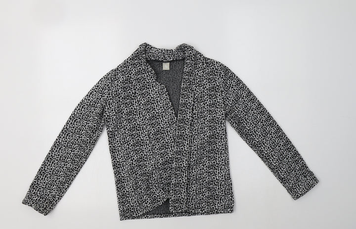 TU Girls Black Animal Print Jacket Blazer Size 9 Years