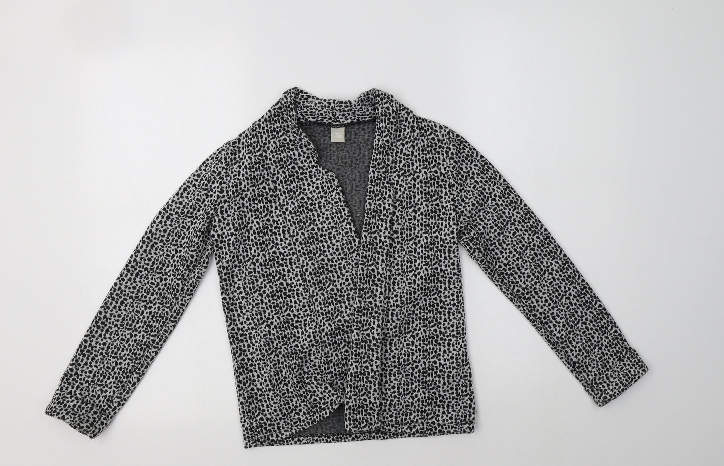 TU Girls Black Animal Print  Jacket Blazer Size 9 Years