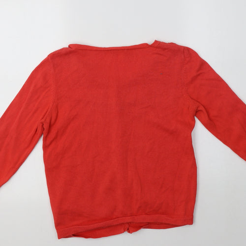 F&F Womens Red Crew Neck  Cotton Cardigan Jumper Size 8   - Lace Detail