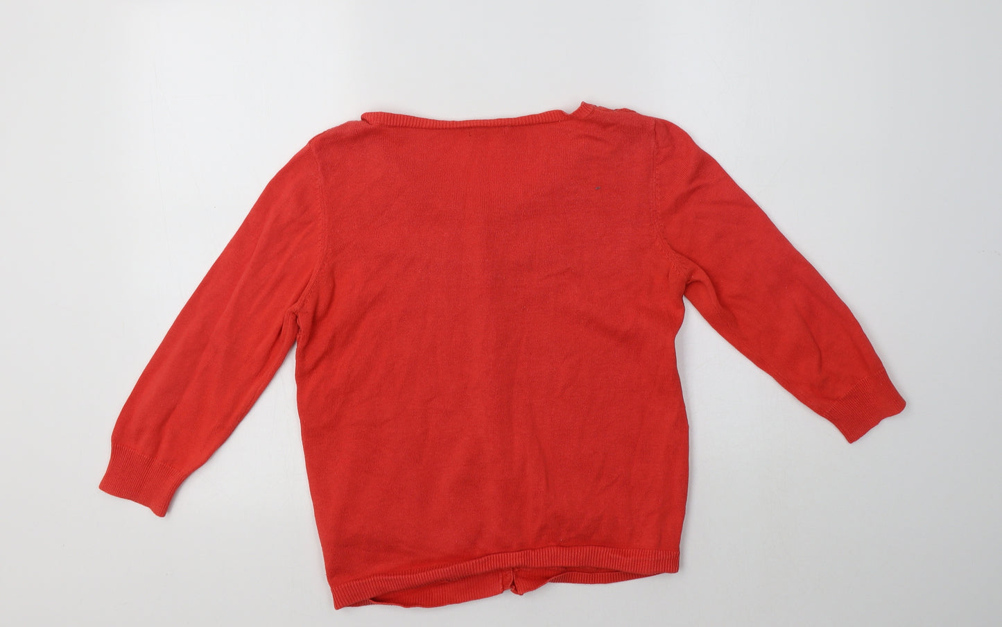 F&F Womens Red Crew Neck  Cotton Cardigan Jumper Size 8   - Lace Detail