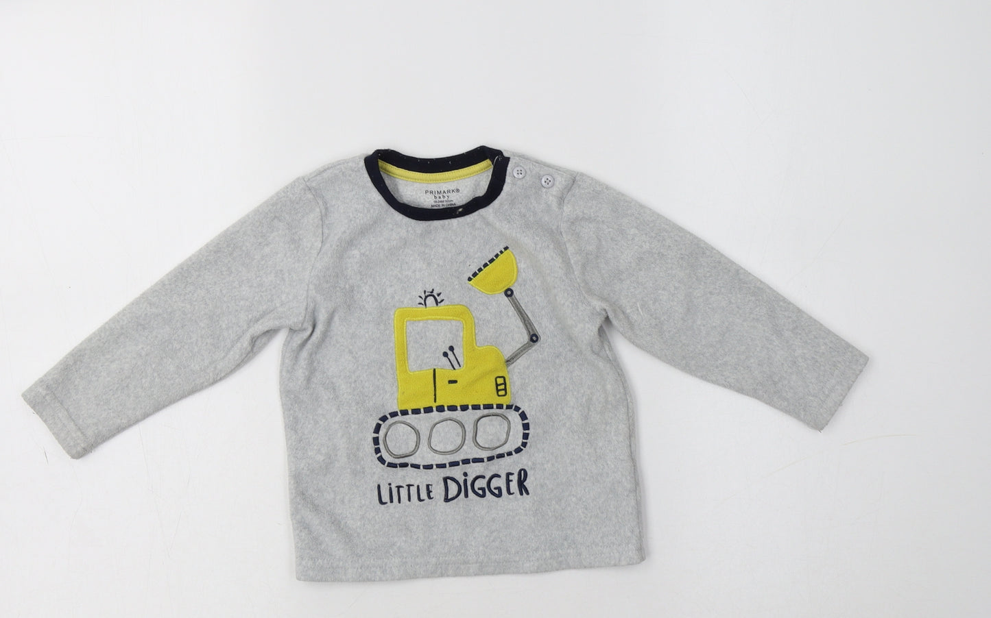 Primark Baby Grey  Polyester Pullover Jumper Size 18-24 Months   - Digger