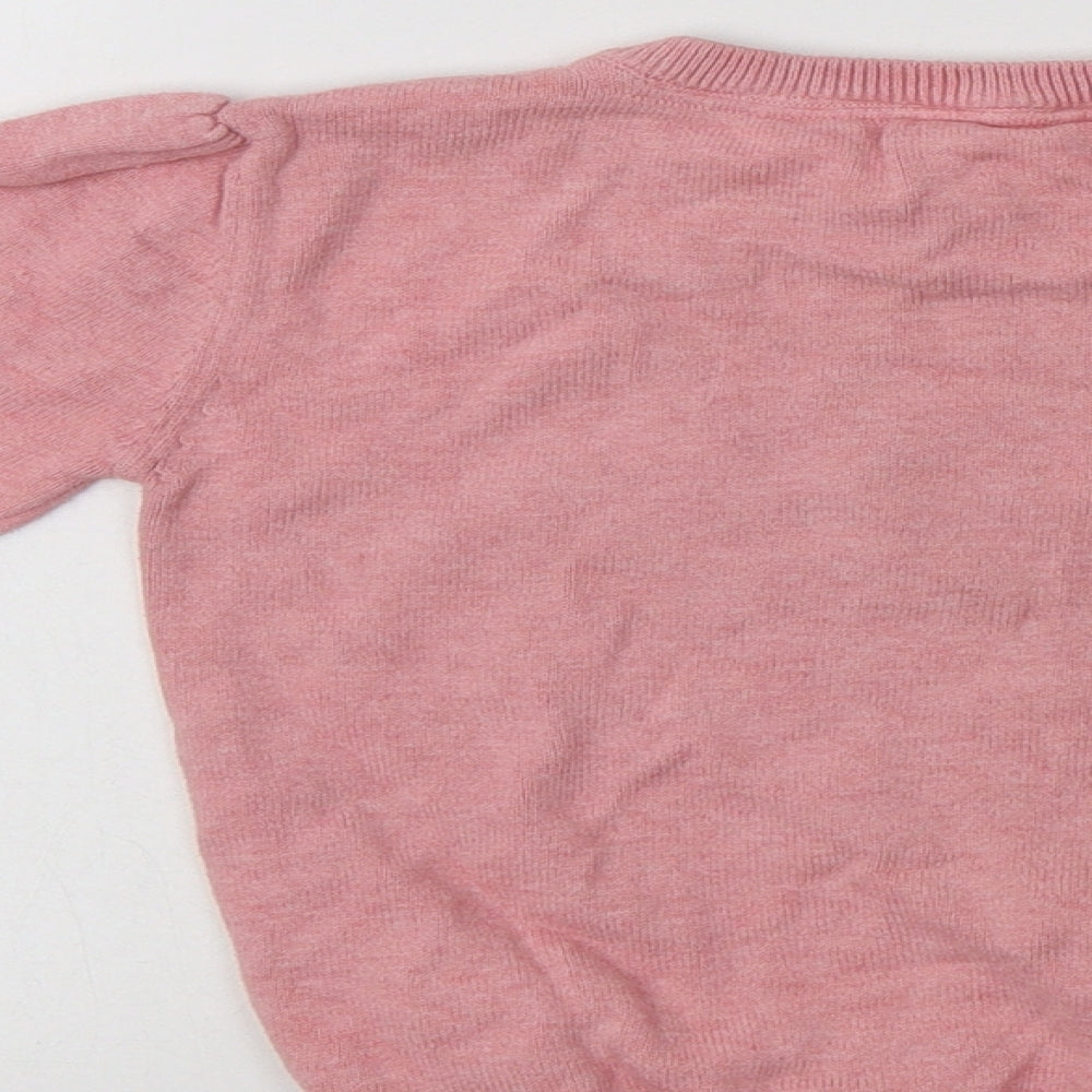 Primark Girls Pink Crew Neck  Cotton Pullover Jumper Size 6-7 Years   - Heart
