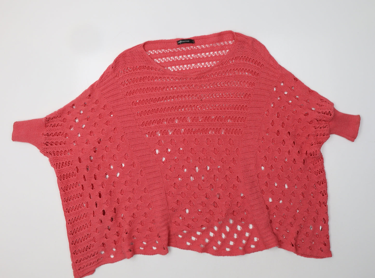 Internacionale Womens Pink Round Neck  Acrylic Pullover Jumper Size L