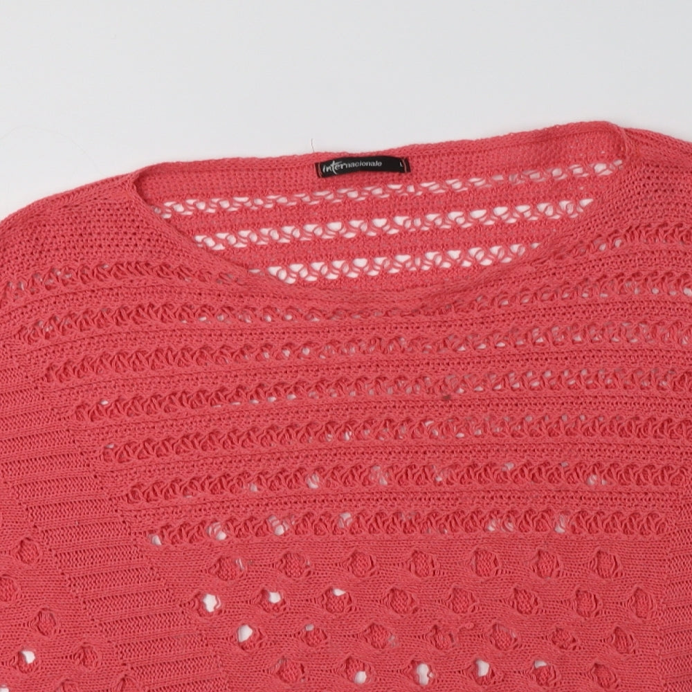 Internacionale Womens Pink Round Neck  Acrylic Pullover Jumper Size L
