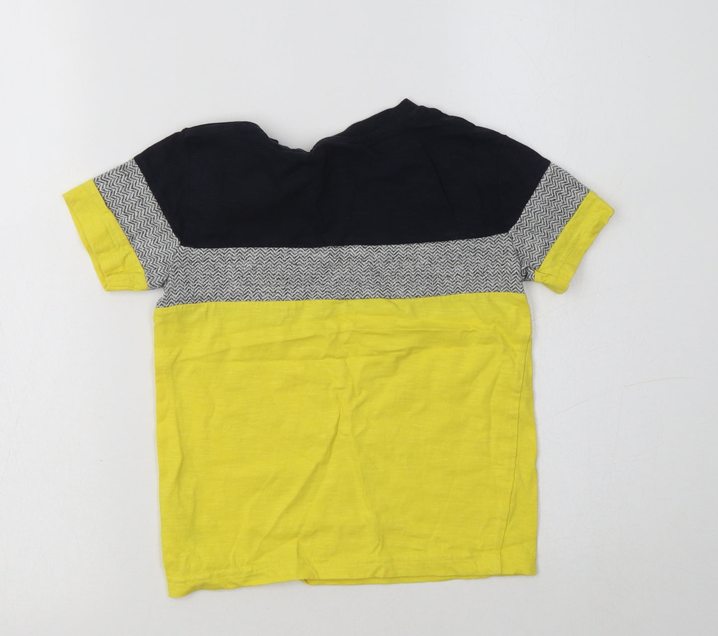 NEXT Boys Yellow Striped Cotton Basic T-Shirt Size 4 Years Crew Neck