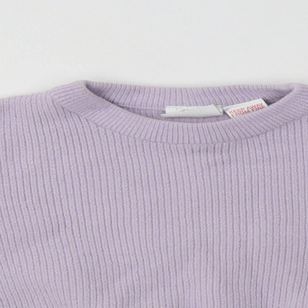 Zara Girls Purple Crew Neck  Polyester Pullover Jumper Size 3-4 Years
