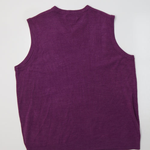 Matalan Mens Purple V-Neck  Acrylic Vest Jumper Size 2XL
