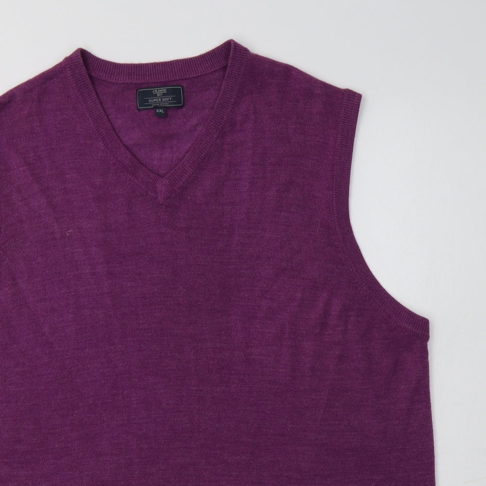 Matalan Mens Purple V-Neck  Acrylic Vest Jumper Size 2XL