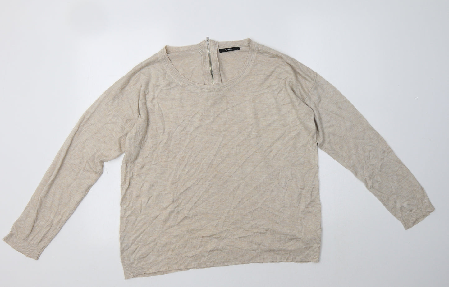 George Womens Brown Crew Neck  Polyester Pullover Jumper Size 18