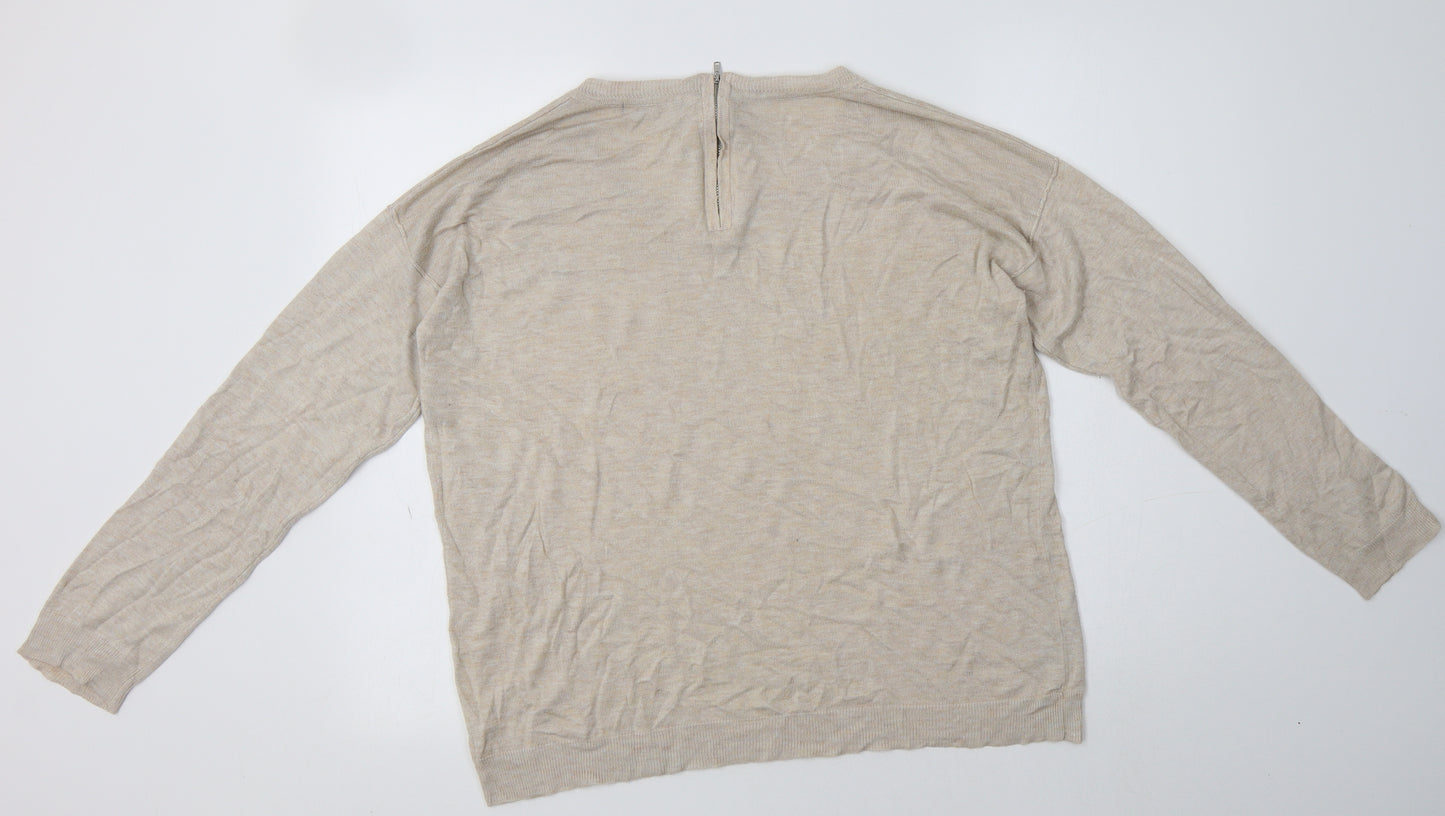 George Womens Brown Crew Neck  Polyester Pullover Jumper Size 18
