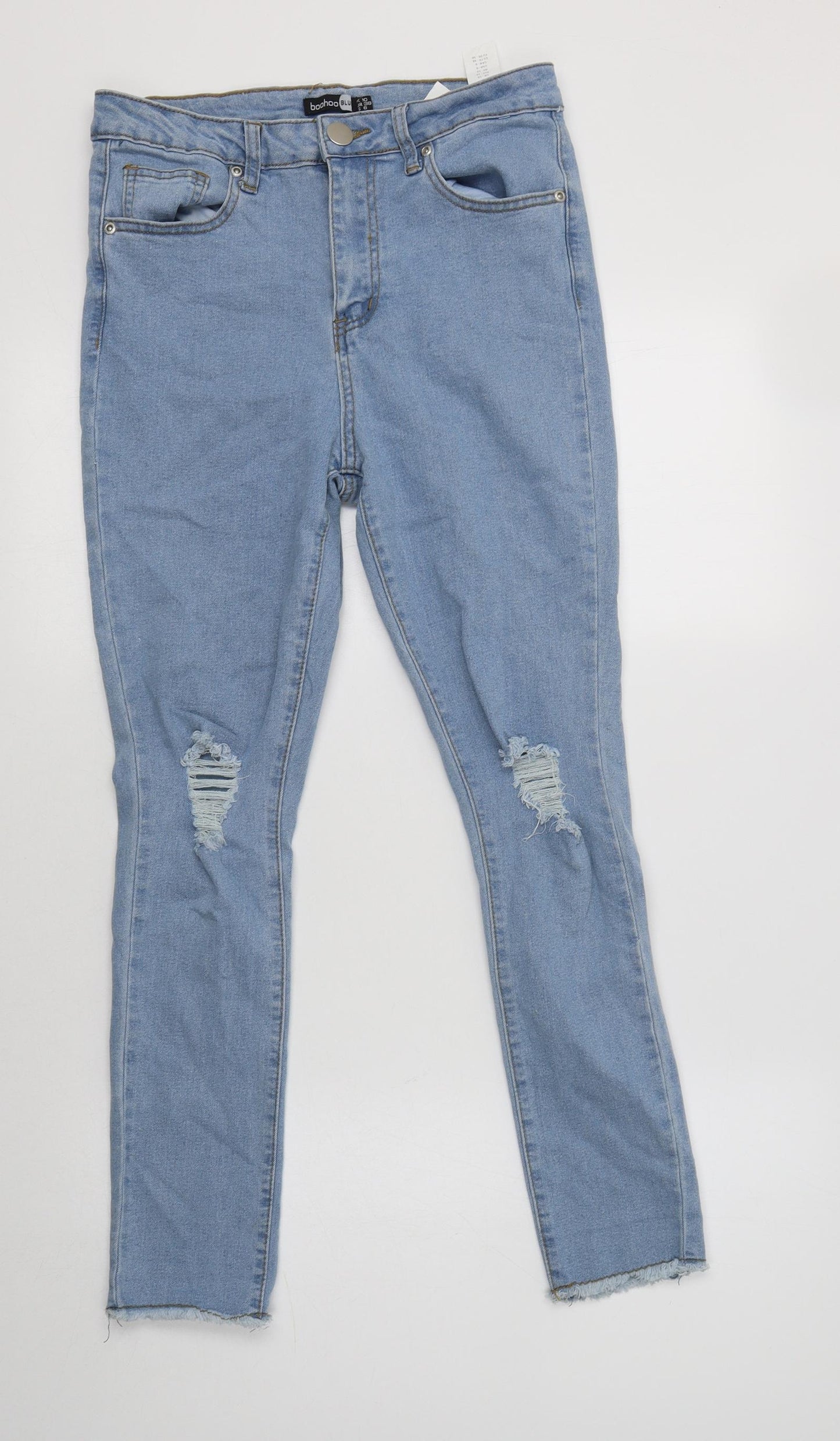 Boohoo Womens Blue  Cotton Jegging Jeans Size 10 L28 in Regular