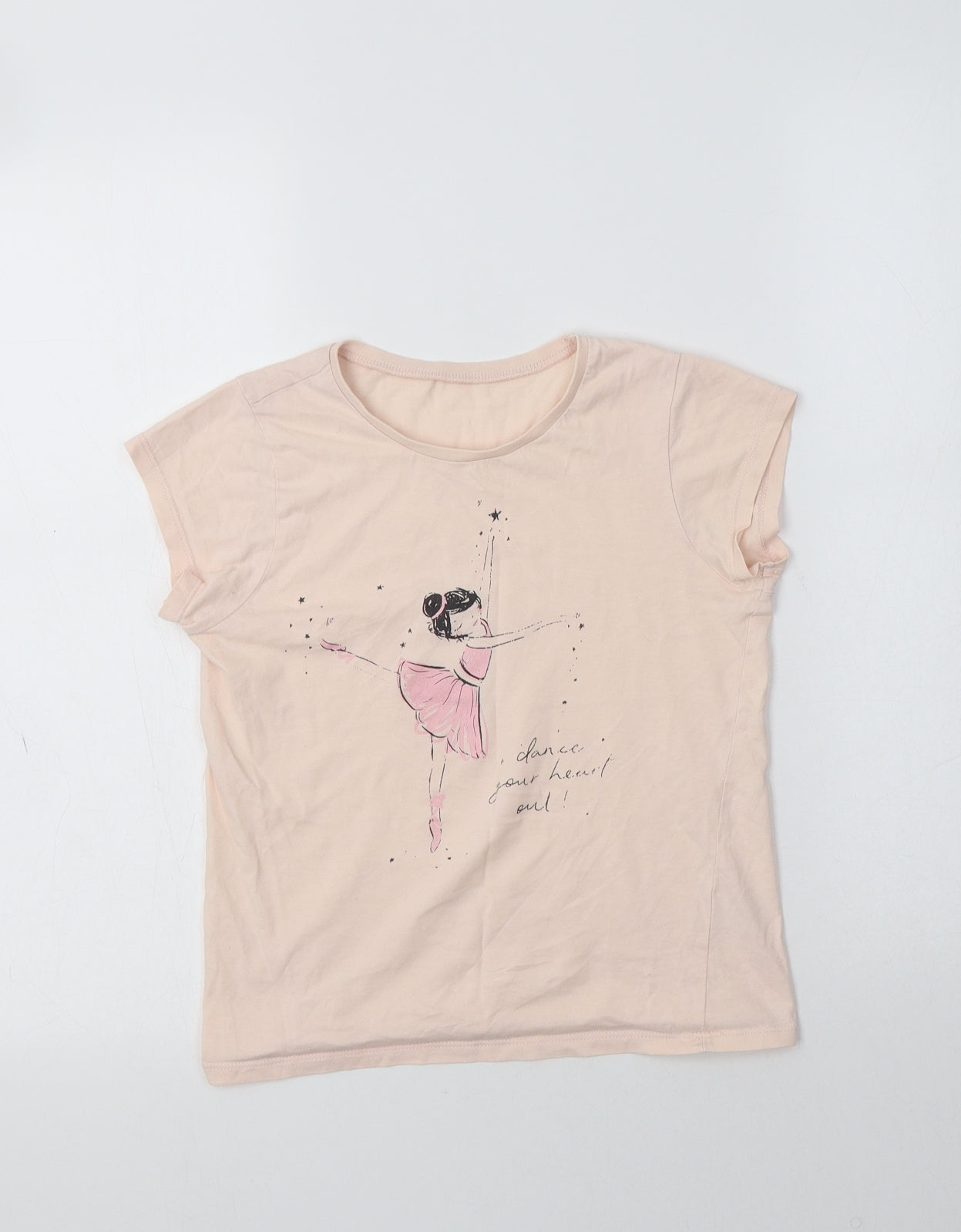 George Girls Pink  Cotton Basic T-Shirt Size 7-8 Years Crew Neck  - Ballerina
