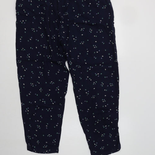 Monsoon Womens Blue Geometric Viscose Trousers  Size 14 L27 in Regular