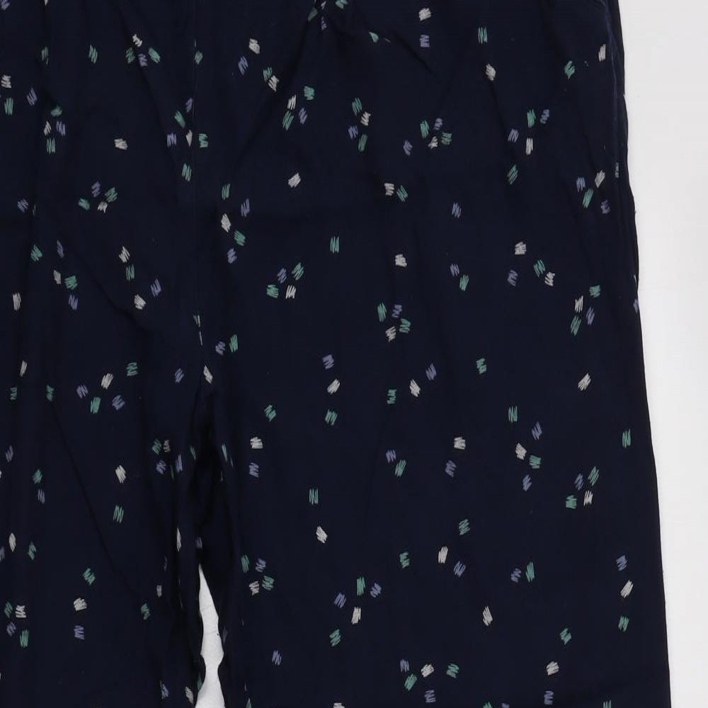 Monsoon Womens Blue Geometric Viscose Trousers  Size 14 L27 in Regular