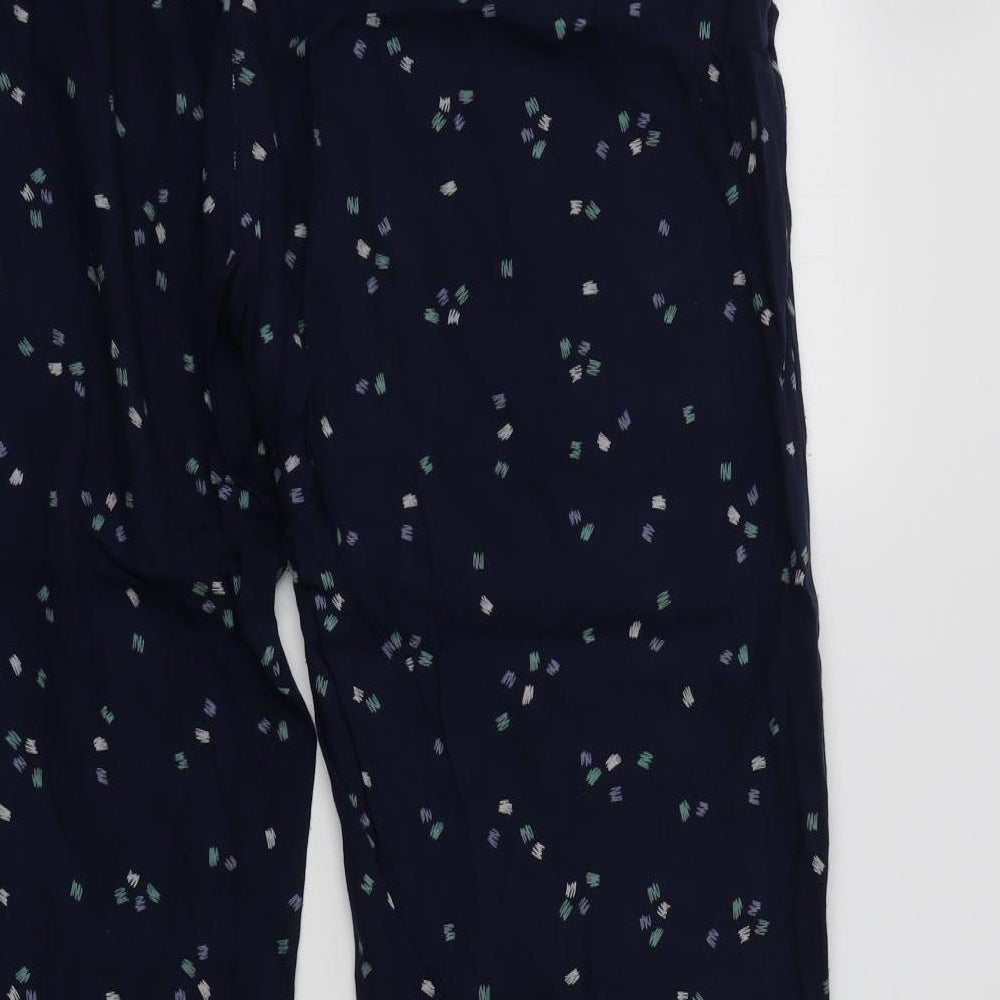 Monsoon Womens Blue Geometric Viscose Trousers  Size 14 L27 in Regular