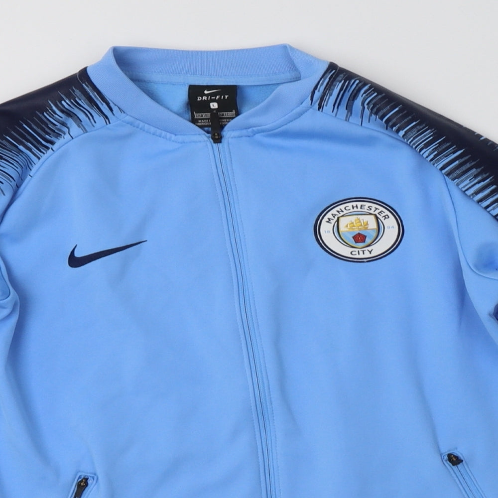 Nike Boys Blue Geometric Polyester Full Zip Sweatshirt Size 12-13 Years   - Manchester City