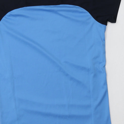 Manchester City FC Boys Blue Colourblock Polyester Jersey T-Shirt Size 10-11 Years Crew Neck