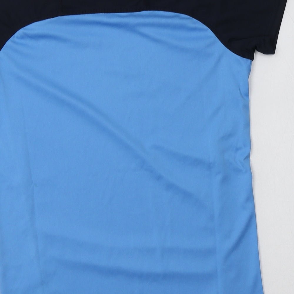 Manchester City FC Boys Blue Colourblock Polyester Jersey T-Shirt Size 10-11 Years Crew Neck
