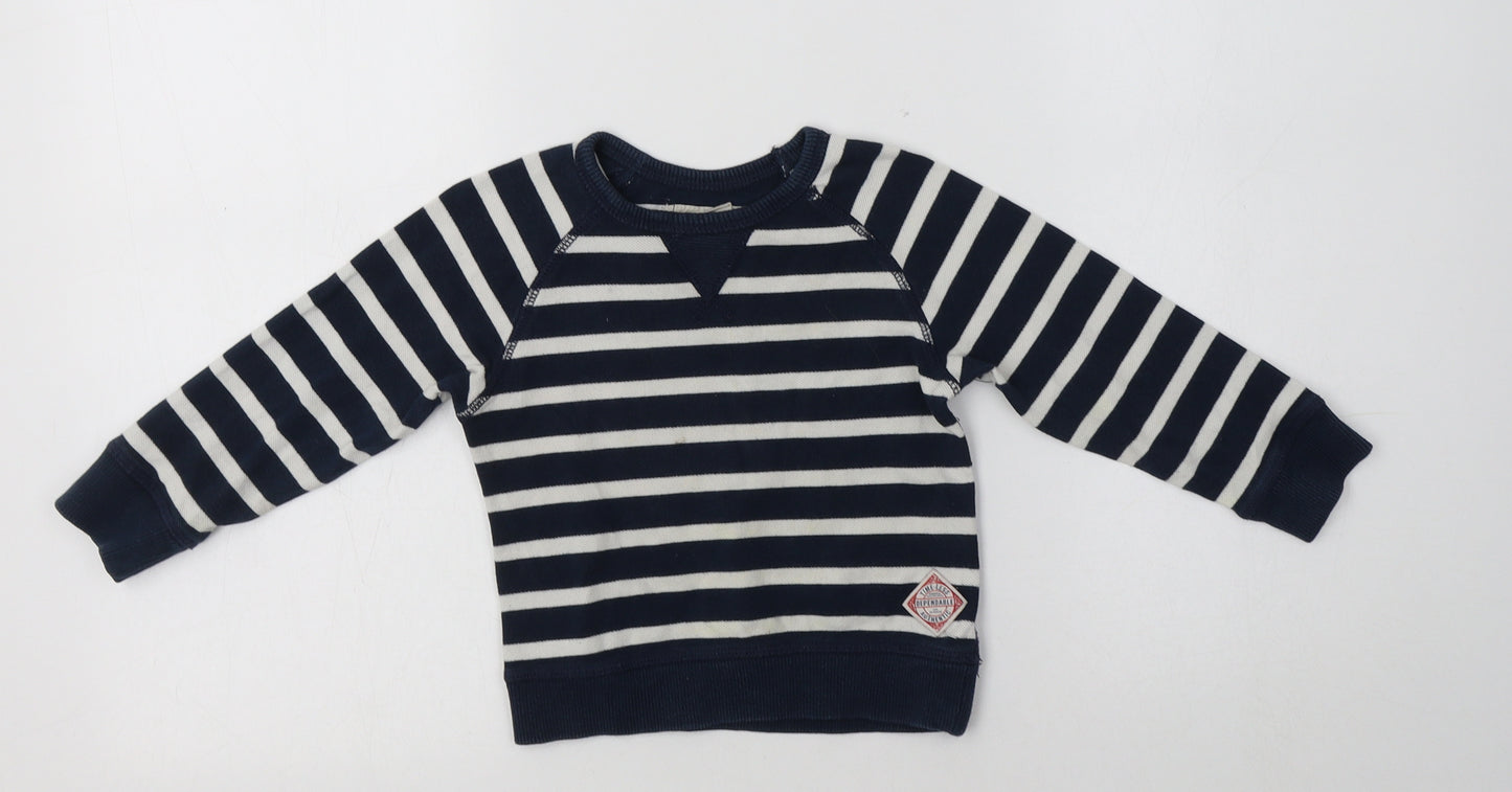 H&M Baby Blue Striped Cotton Pullover Jumper Size 18-24 Months