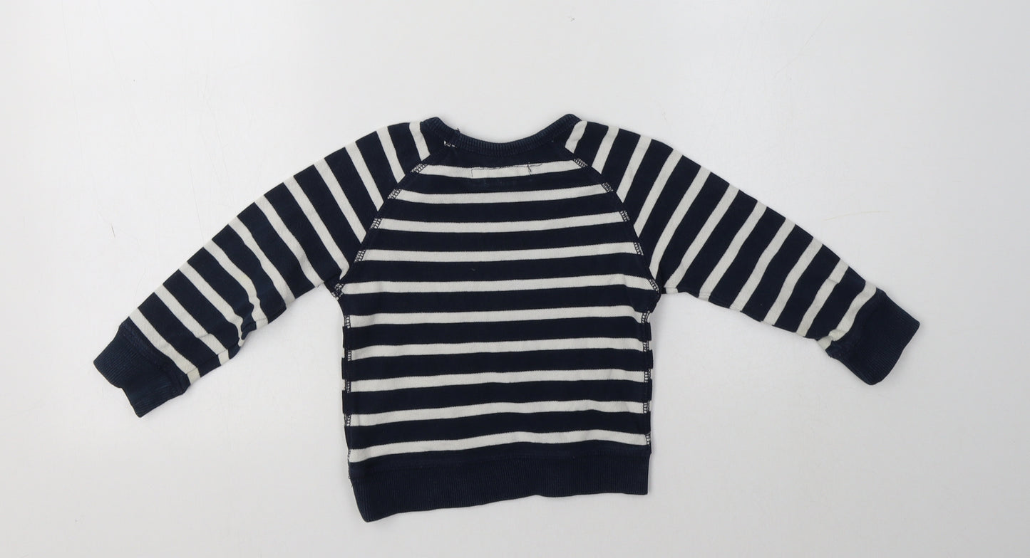 H&M Baby Blue Striped Cotton Pullover Jumper Size 18-24 Months