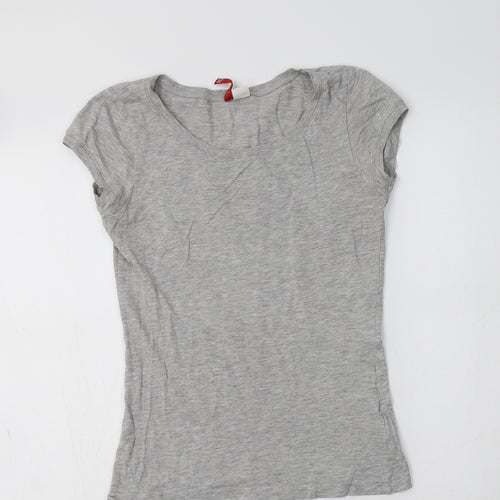 H&M Womens Grey  Cotton Basic T-Shirt Size 6 Crew Neck