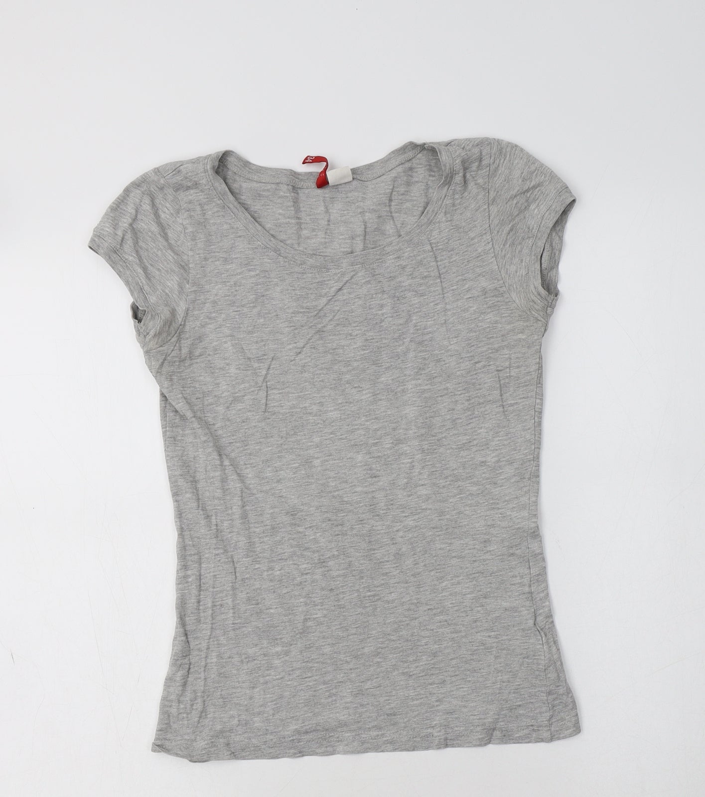 H&M Womens Grey  Cotton Basic T-Shirt Size 6 Crew Neck