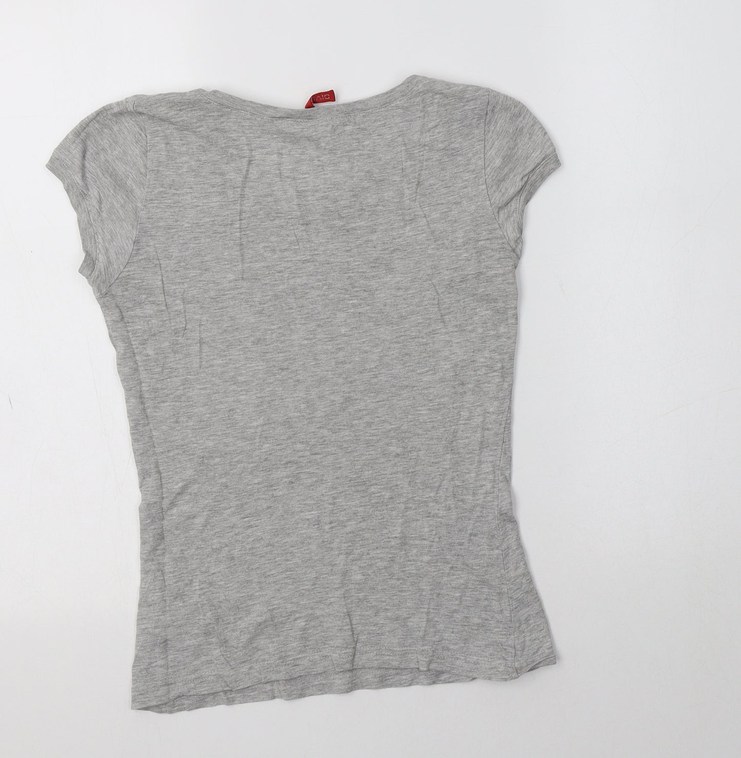 H&M Womens Grey  Cotton Basic T-Shirt Size 6 Crew Neck