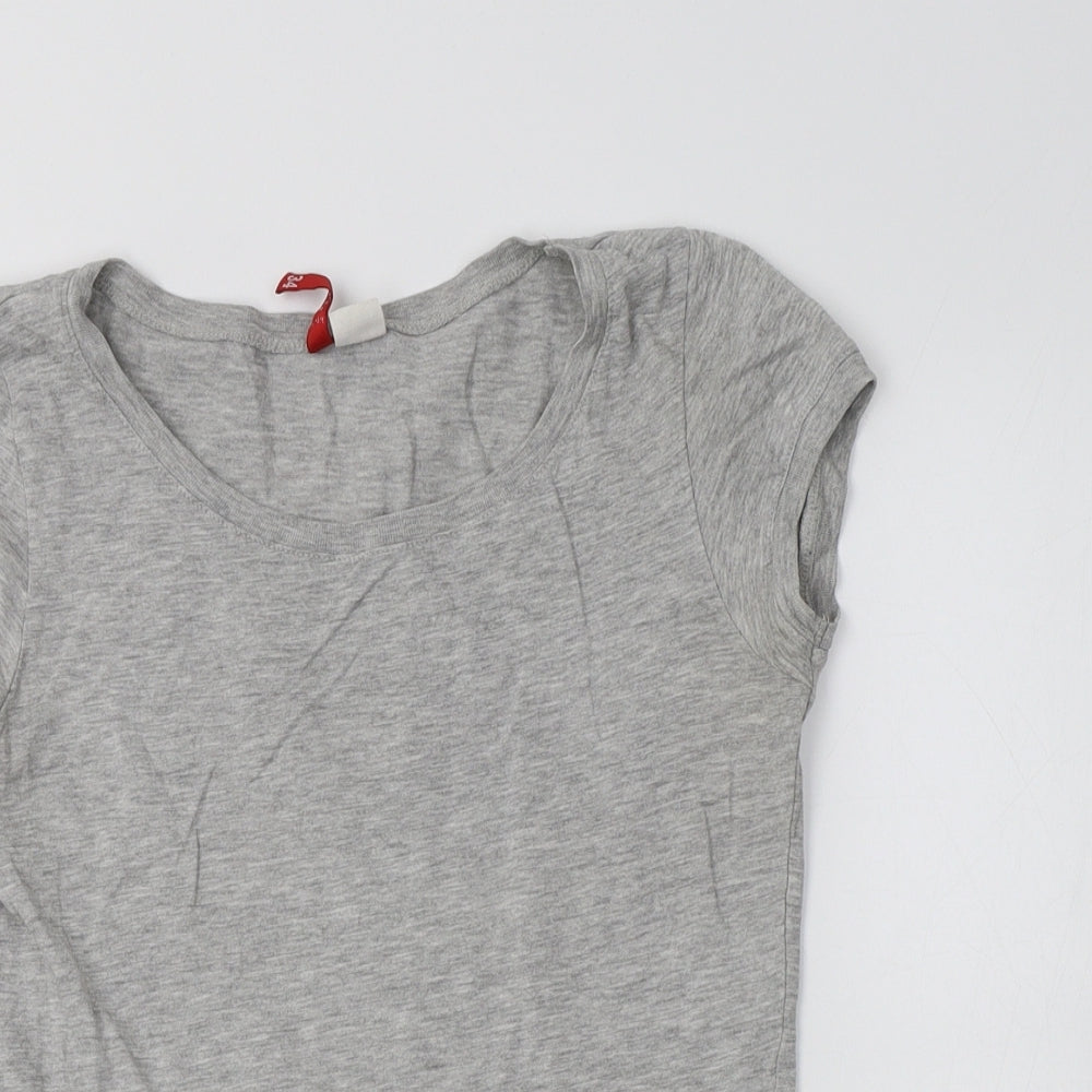 H&M Womens Grey  Cotton Basic T-Shirt Size 6 Crew Neck