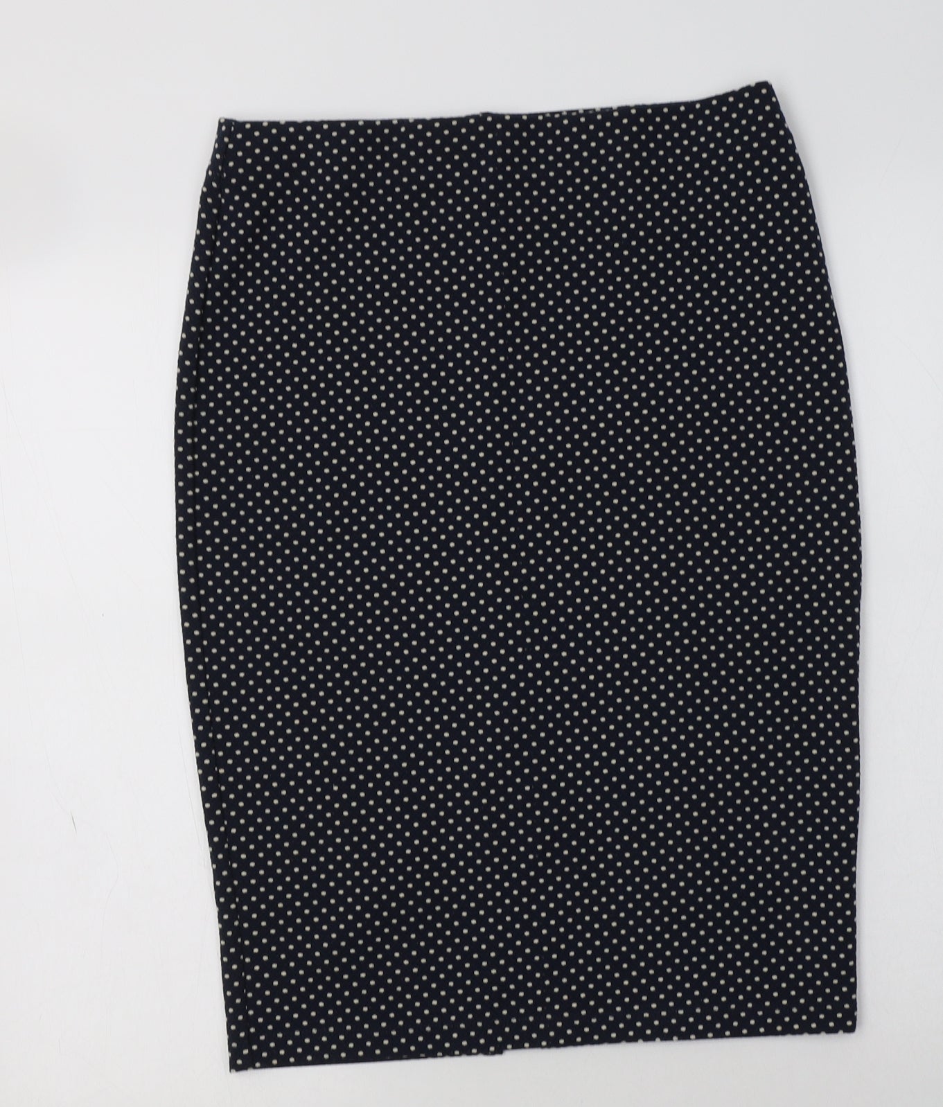 M&S Womens Blue Polka Dot Polyester Straight & Pencil Skirt Size 10