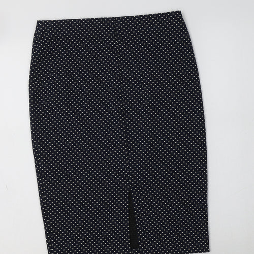 M&S Womens Blue Polka Dot Polyester Straight & Pencil Skirt Size 10