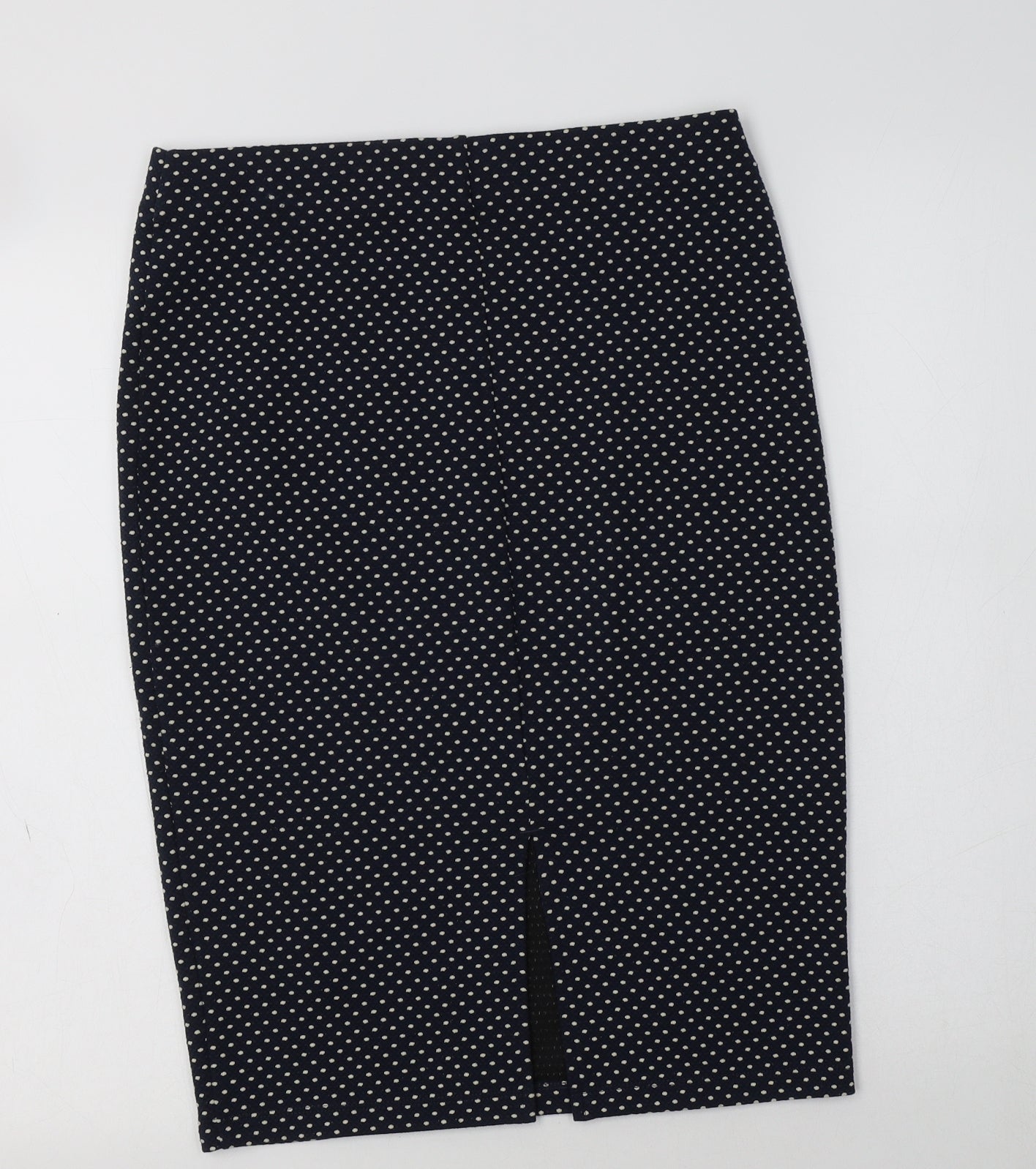 M&S Womens Blue Polka Dot Polyester Straight & Pencil Skirt Size 10