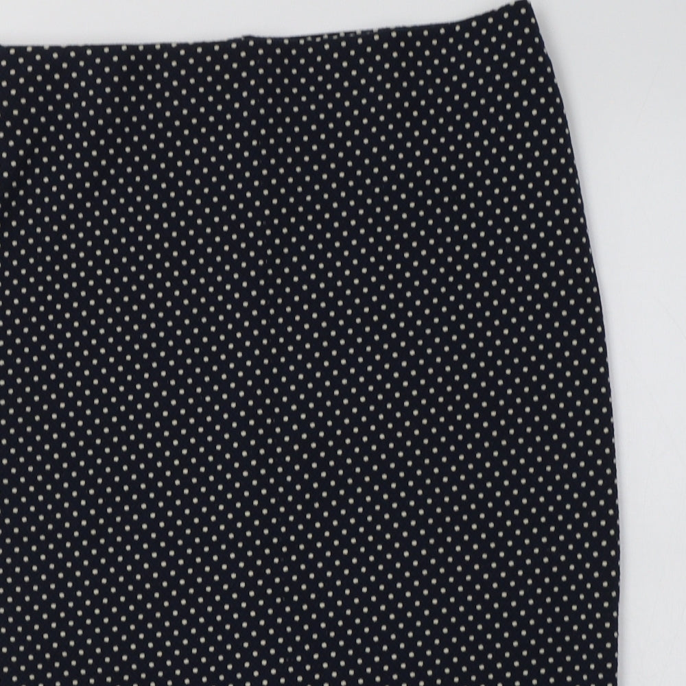 M&S Womens Blue Polka Dot Polyester Straight & Pencil Skirt Size 10
