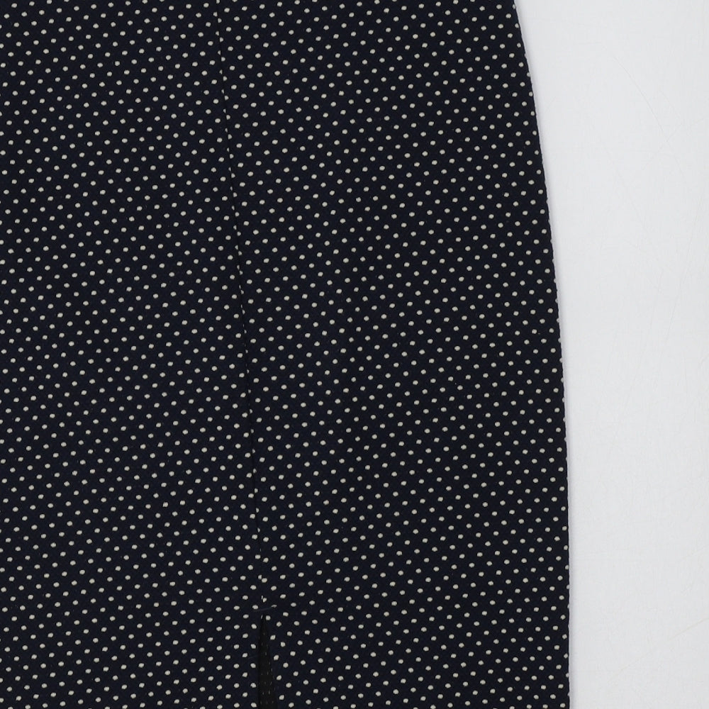 M&S Womens Blue Polka Dot Polyester Straight & Pencil Skirt Size 10