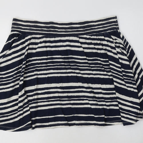 H&M Womens Blue Striped Cotton Flare Skirt Size M
