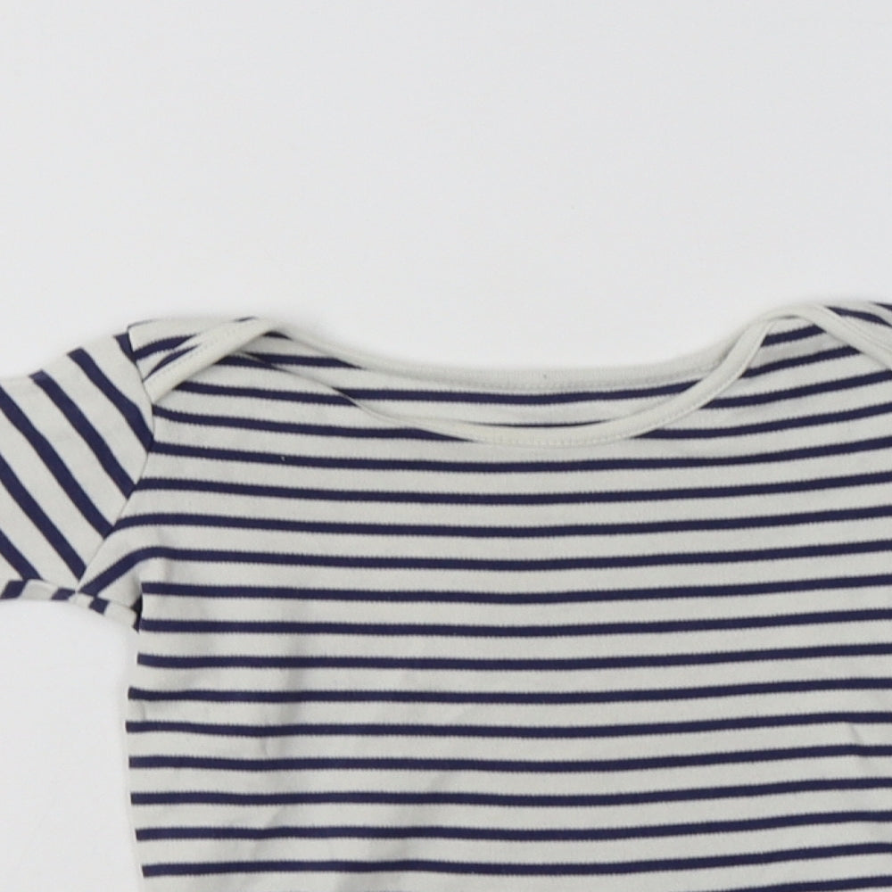 John Lewis Baby White Striped Cotton Romper One-Piece Size 18-24 Months