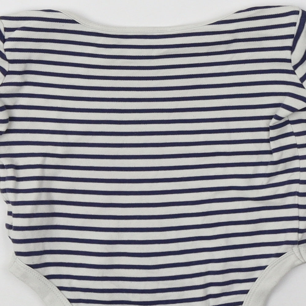 John Lewis Baby White Striped Cotton Romper One-Piece Size 18-24 Months