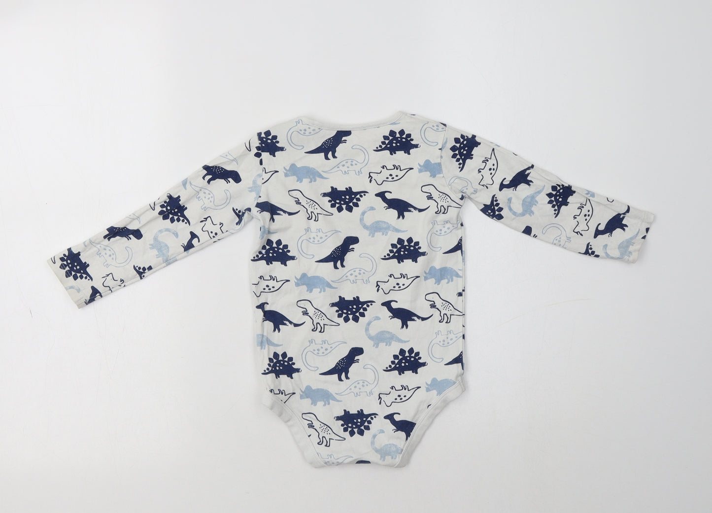 TU Baby White Geometric Cotton Romper One-Piece Size 18-24 Months   - Dinosaurs
