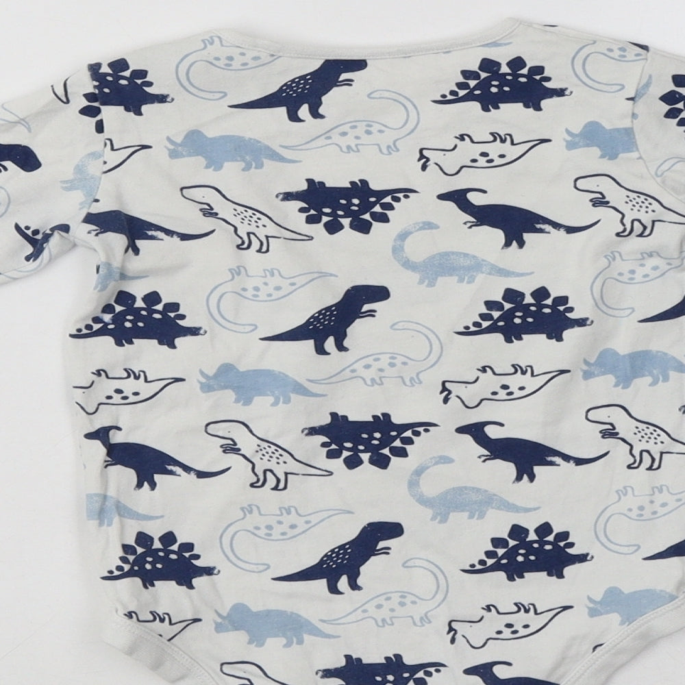 TU Baby White Geometric Cotton Romper One-Piece Size 18-24 Months   - Dinosaurs