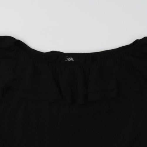 Wallis Womens Black Polka Dot Polyester Basic Blouse Size 12 Round Neck