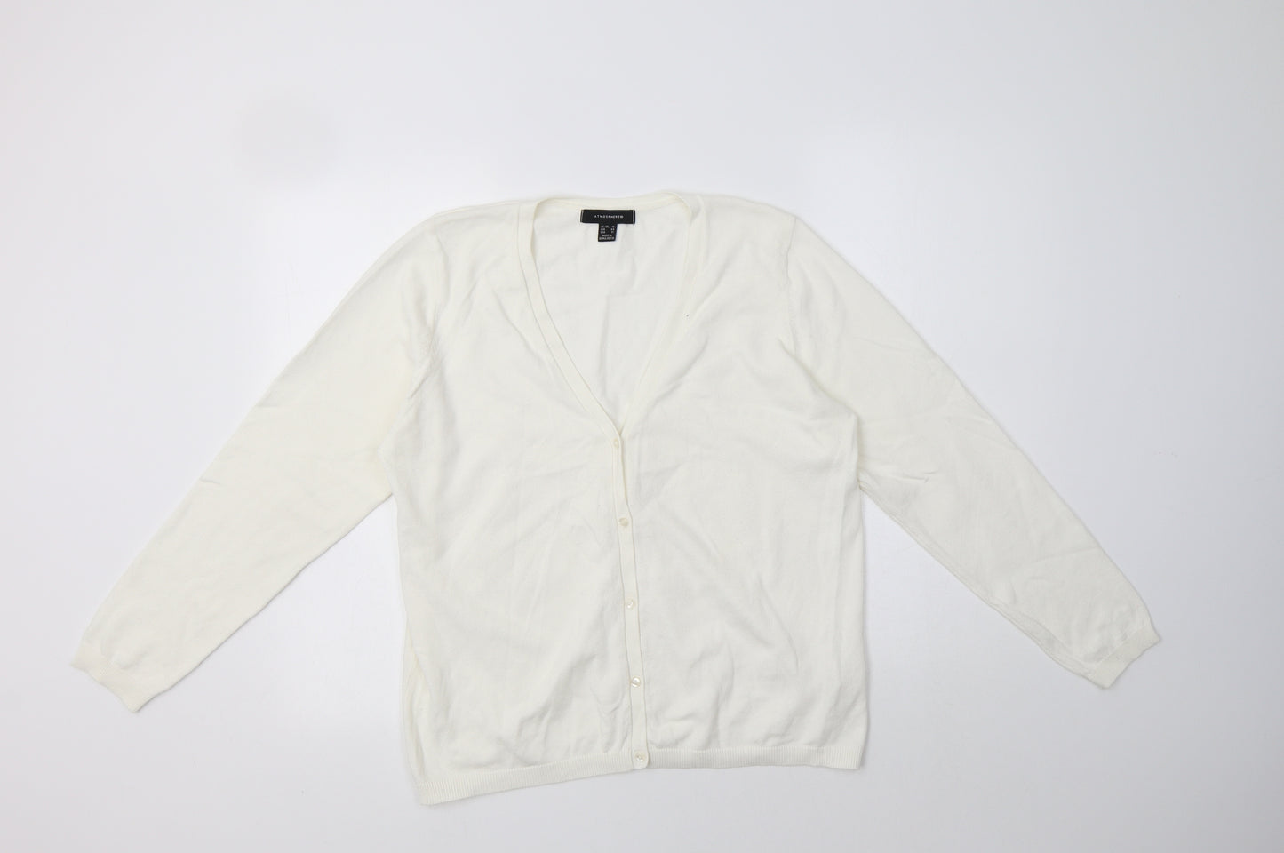 Primark Womens Ivory V-Neck  Cotton Cardigan Jumper Size 16