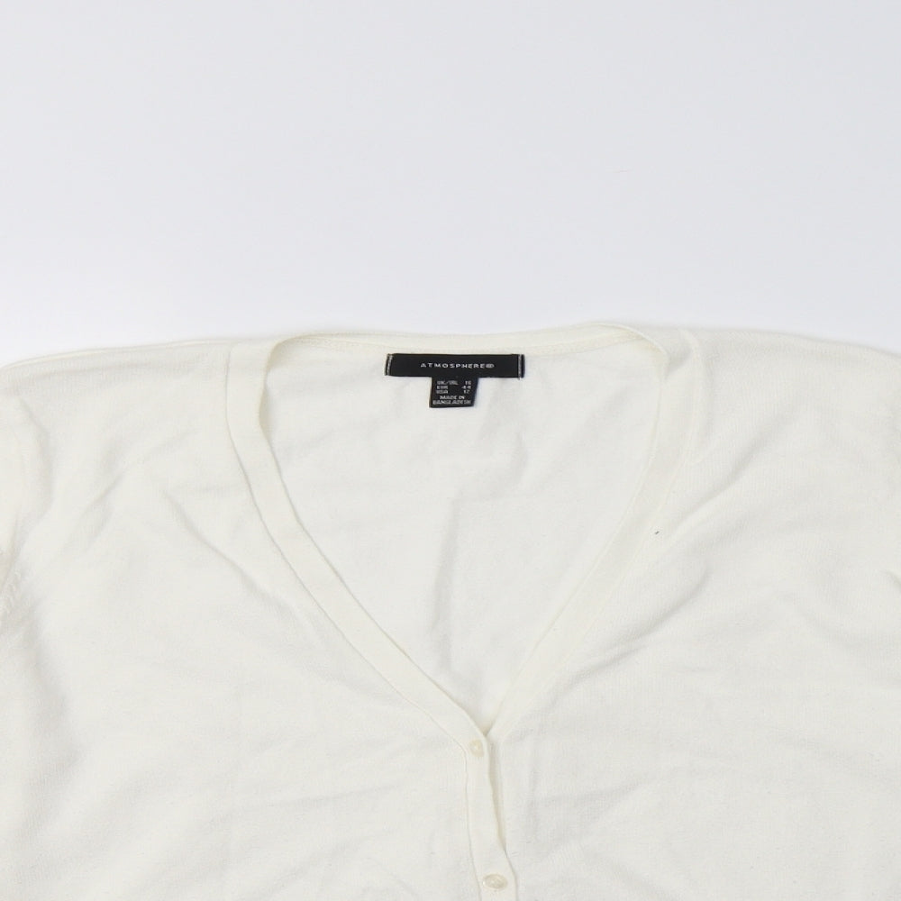 Primark Womens Ivory V-Neck  Cotton Cardigan Jumper Size 16